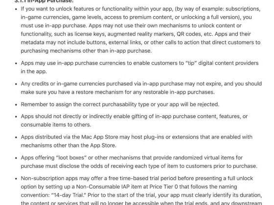 App Store审核指南更新：App开放免费试用功能